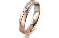 Ring 14 Karat Rot-/Weissgold 4.0 mm sandmatt 1 Brillant G...