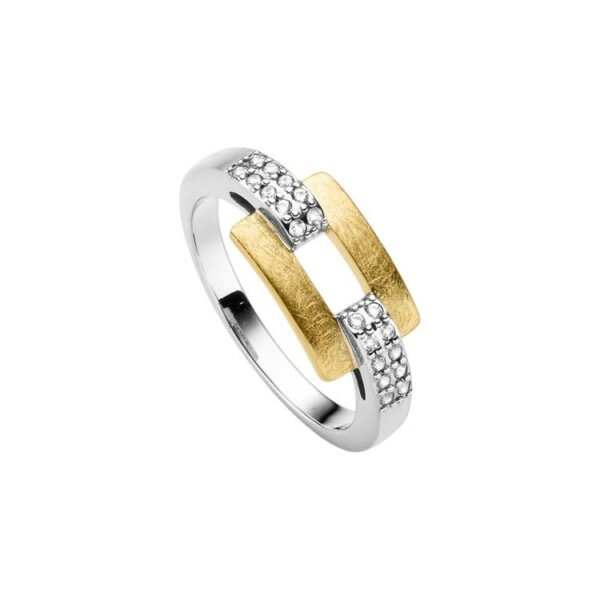 Ring 925 Silber gelbvergoldet 20 Zirkonia