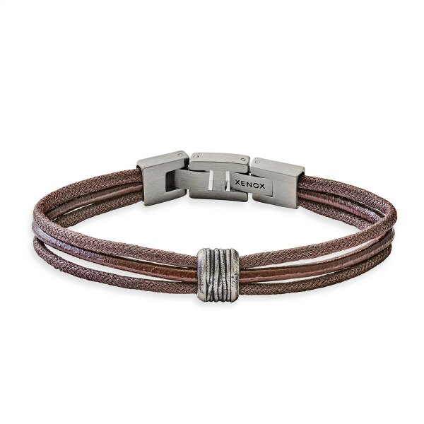 Armschmuck Edelstahl /Leder braun 22cm