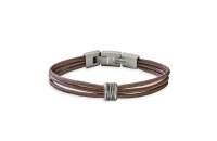 Armschmuck Edelstahl /Leder braun 22cm