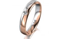 Ring 14 Karat Rot-/Weissgold 4.0 mm poliert 1 Brillant G...
