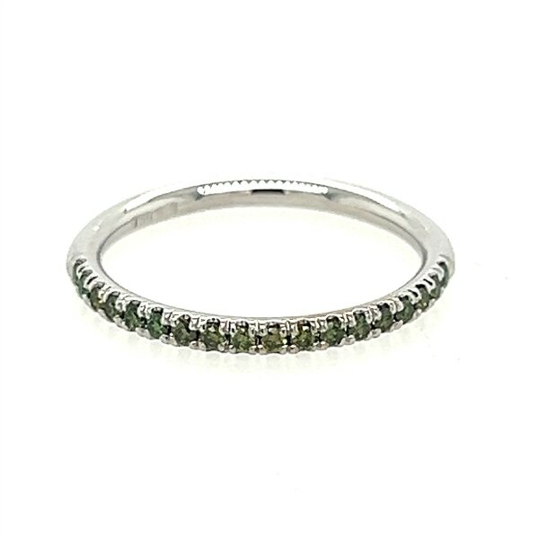 Ring 18 Karat Weissgold 19  Brillanten gr&uuml;n 0,18ct