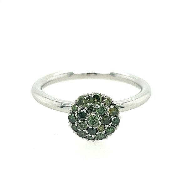 Ring 18 Karat Weissgold Brillanten gr&uuml;n 0,35ct