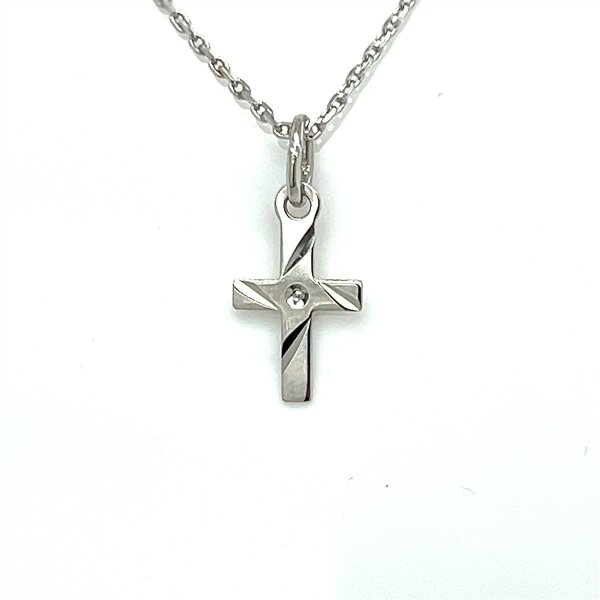 Anh&auml;nger 14 Karat Weissgold Kreuz