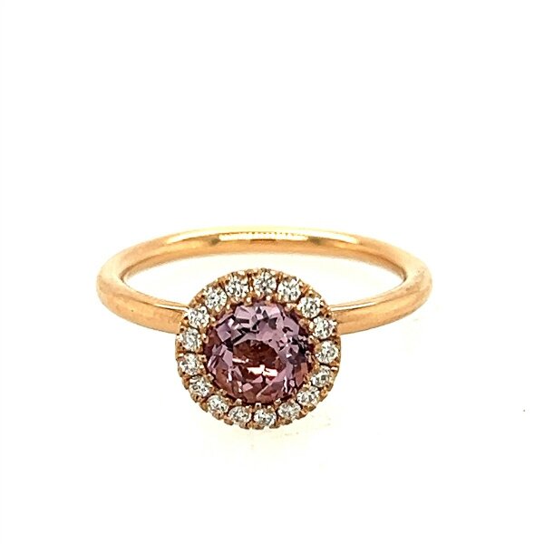 Ring 18 Karat Rotgold Morganit 0,98ct Brillanten 0,18ct