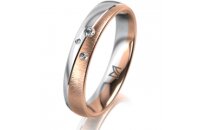 Ring 18 Karat Rot-/Weissgold 4.0 mm sandmatt 3 Brillanten...