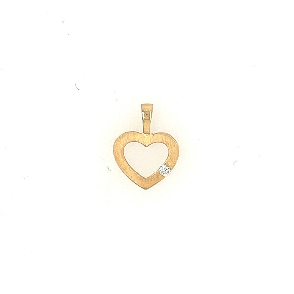 Anh&auml;nger 14 Karat Gelbgold Herz mit Brillant 0,02ct W si