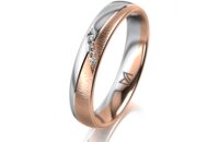Ring 18 Karat Rot-/Weissgold 4.0 mm sandmatt 4 Brillanten...
