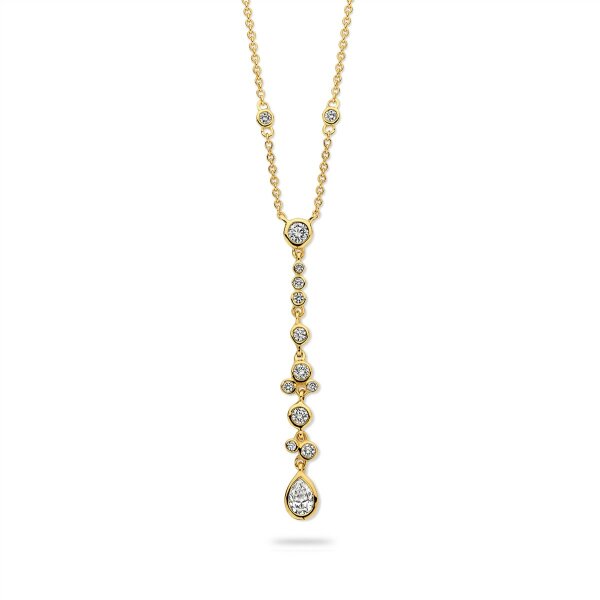 Halsschmuck 18 Karat Gelbgold 17 Brillanten 0,21ct 1 x Diam. Tropfen 0,12ct G vs