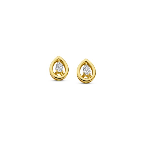 Ohrschmuck 18 Karat Gelbgold 2 Diamantropfen 0,15ct G vs