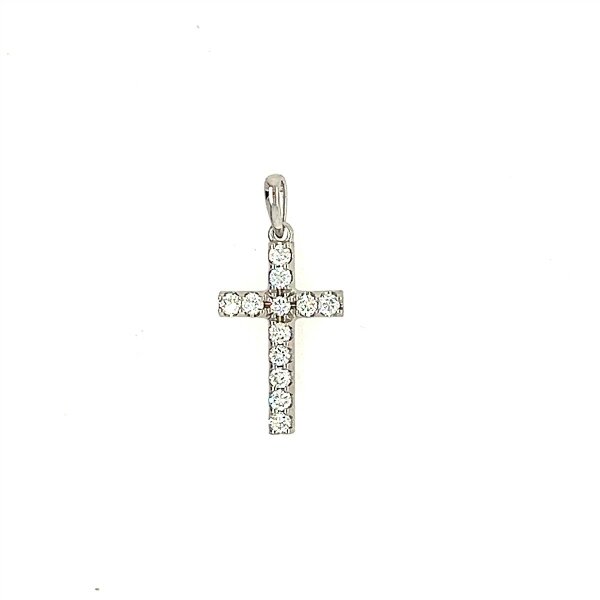 Anh&auml;nger 18 Karat Weissgold Kreuz 12 Brillanten 0,21ct G vs