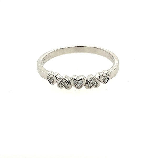 Ring 18 Karat Weissgold 15 Brillanten 0,05ct G vs Herzen