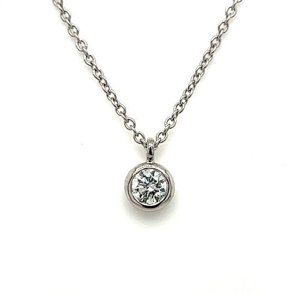 Halsschmuck 14 Karat Weissgold Brillant 0,25ct G vs Ankerkette 45v42cm