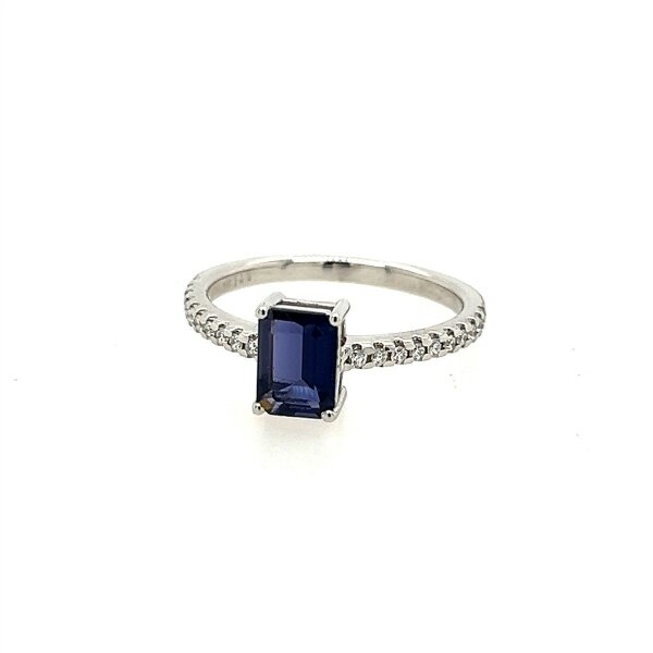Ring 14 Karat Weissgold lolith Brillanten 0,16ct G-si