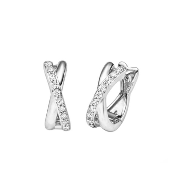 Ohrschmuck 925 Silber rhodiniert mit 22 Zirkonia Kreolen