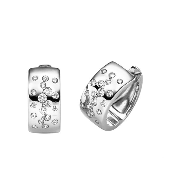 Ohrschmuck 925 Silber rhodiniert mit 36 Zirkonia Kreolen