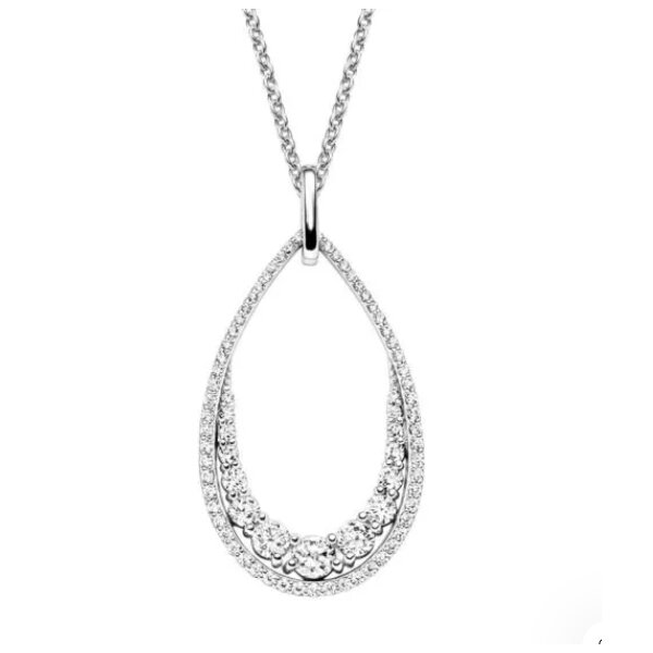 Halsschmuck 925 Silber rhodiniert mit 76 Zirkonia