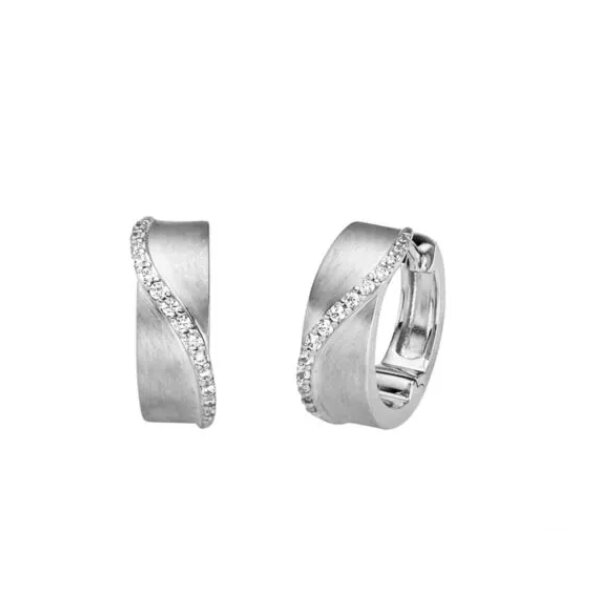 Ohrschmuck 925 Silber rhodiniert mit 28 Zirkonia Kreolen