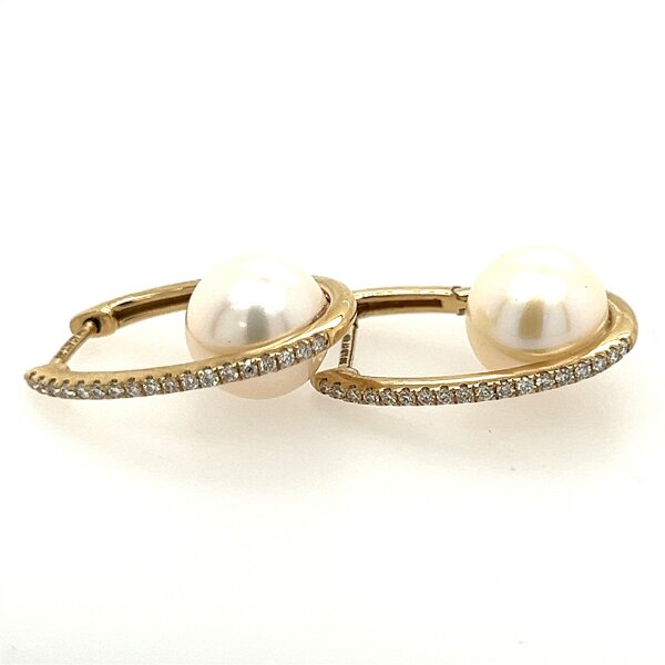 Ohrschmuck 14 Karat Gelbgold Brillanten 0,18ct  S&uuml;sswasserperlen