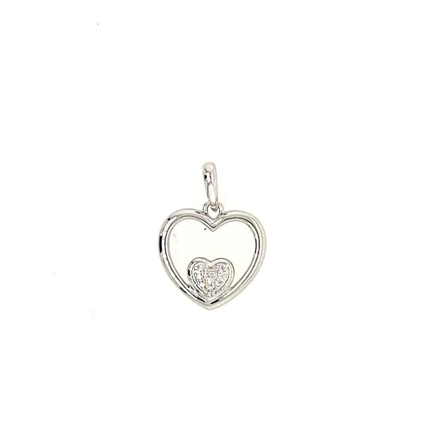 Anh&auml;nger 14 Karat Weissgold  Herz Brillanten 0,015ct