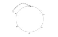 Fusskette 925 Silber rhodiniert mit Zirkonia