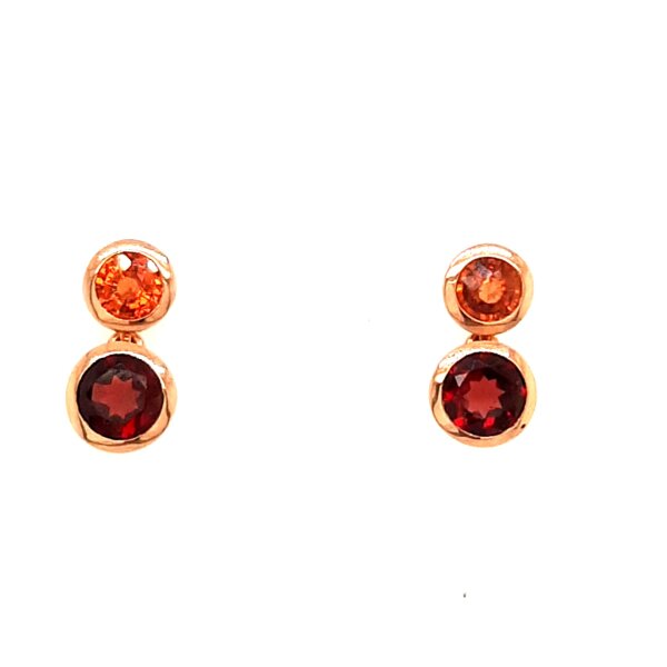 Ohrschmuck 18 Karat Rotgold Granate 1,91ct Mandaringranate 1,34ct