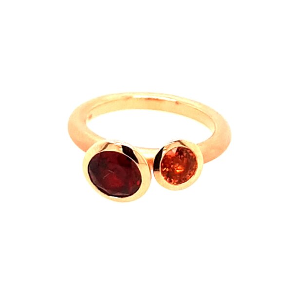 Ring 18 Karat Rotgold Granat 1,5ct Mandaringranat 0,63ct