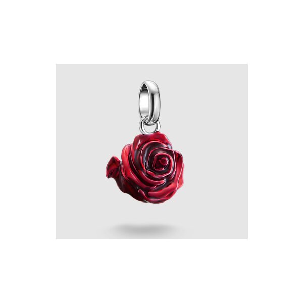 Anh&auml;nger 925 Silber Kaltemail "Rosenbl&uuml;te rot"