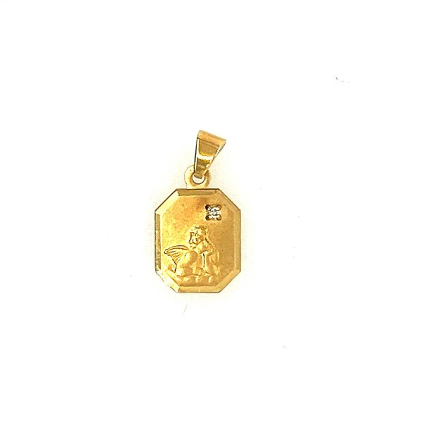 Anh&auml;nger 4 Karat Gelbgold Schutzengel mit Brillant 0,005ct