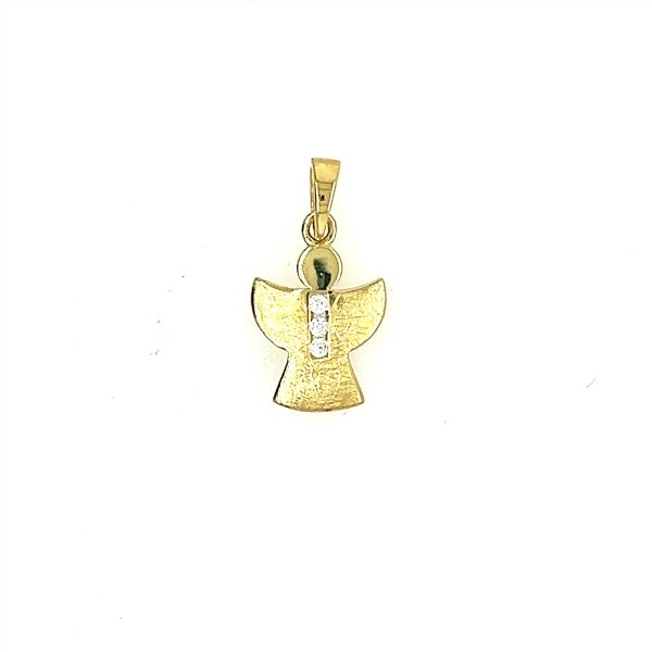 Anh&auml;nger 14 Karat Gelbgold Zirkonia Schutzengel