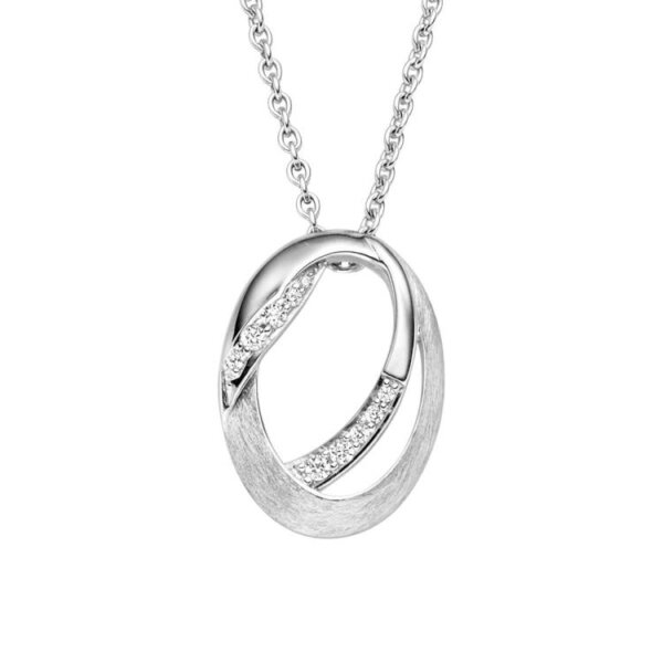 Halsschmuck 925 Silber rhodiniert 10 Zirkonia