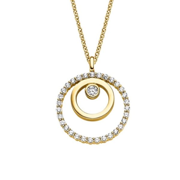 Halsschmuck 925 Silber gelbvergoldet 32 Zirkonia