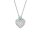 Halsschmuck 925 Silber rhodiniert Herz mit 33 Zirkonia 1 Blautopas