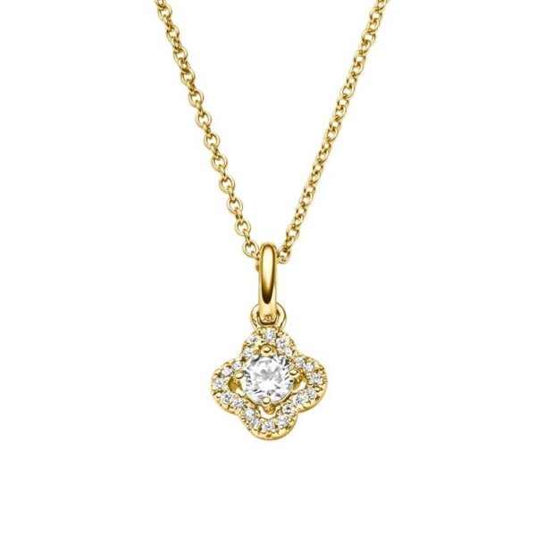 Halsschmuck 925 Silber gelbvergoldet 21 Zirkonia