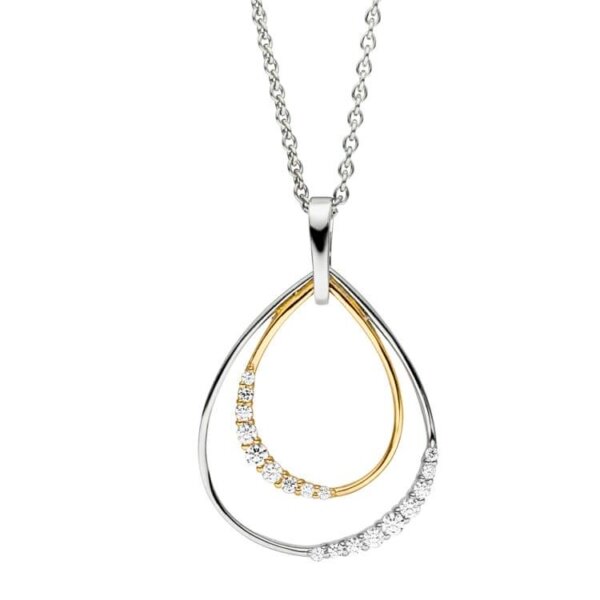 Halsschmuck 925 Silber/gelbvergoldet 18 Zirkonia