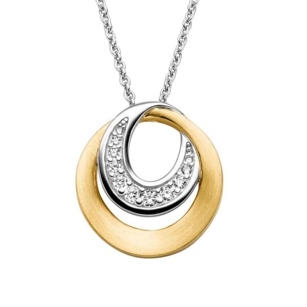 Halsschmuck 925 Silber/gelbvergoldet 12 Zirkonia