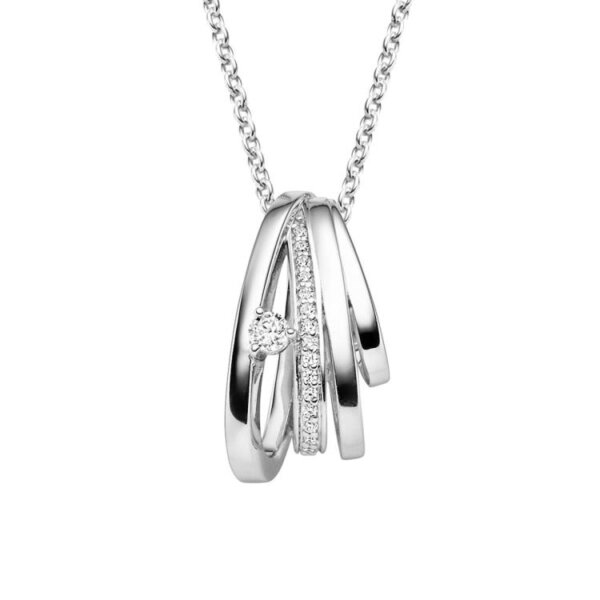 Halsschmuck 925 Silber rhodiniert 17 Zirkonia