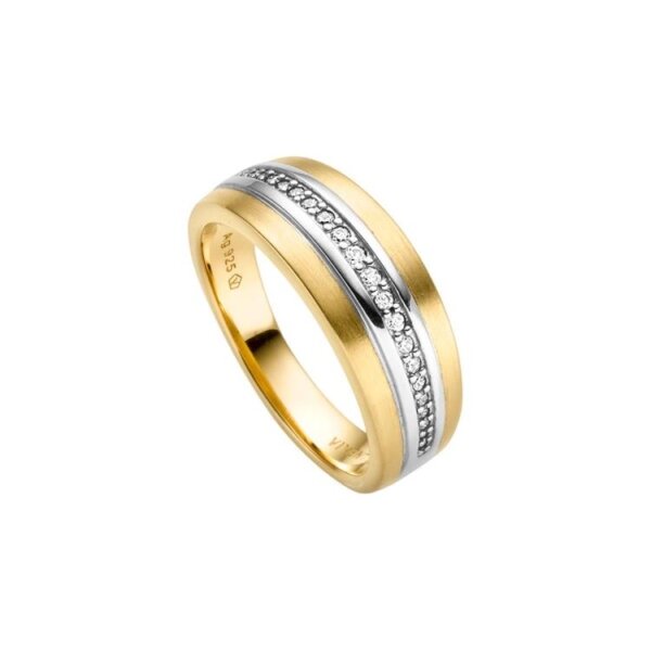 Ring 925 Silber /gelbvergoldet 22 Zirkonia
