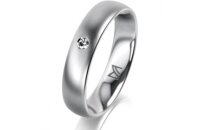 Ring 14 Karat Weissgold 4.5 mm l&auml;ngsmatt 1 Brillant...