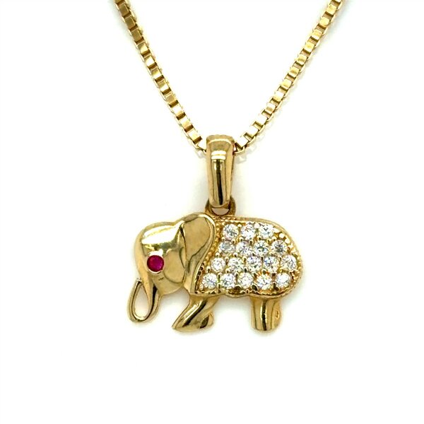Anh&auml;nger 14 Karat Gelbgold Elefant mit Zirkonia