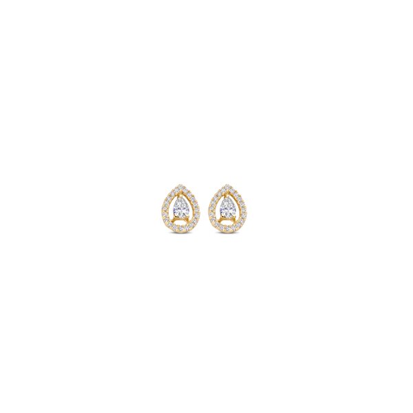 Ohrschmuck 18 Karat Gelbgold Brillanten 0,11ct  Diamant Tropfschliff 0,16ct si G-H