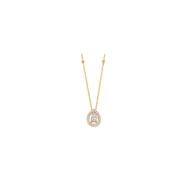 Halsschmuck 18 Karat Gelbgold Brillanten 0,12ct Diamant Tropfenschliff 0,16ct