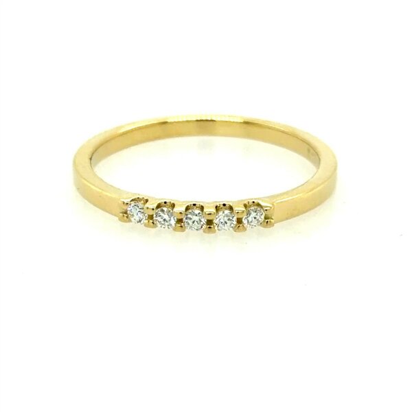Ring 14 Karat Gelbgold 5 Brillanten gesamt 0,10ct G vs