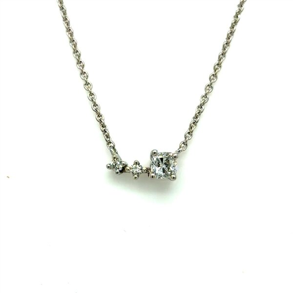 Halsschmuck 14 Karat Weissgold Brillant cushion 0,20ct G vs