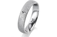 Ring 18 Karat Weissgold 4.5 mm kreismatt 1 Brillant G vs...