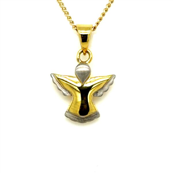 Anh&auml;nger 14 Karat Gelb / Weissgold Schutzengel