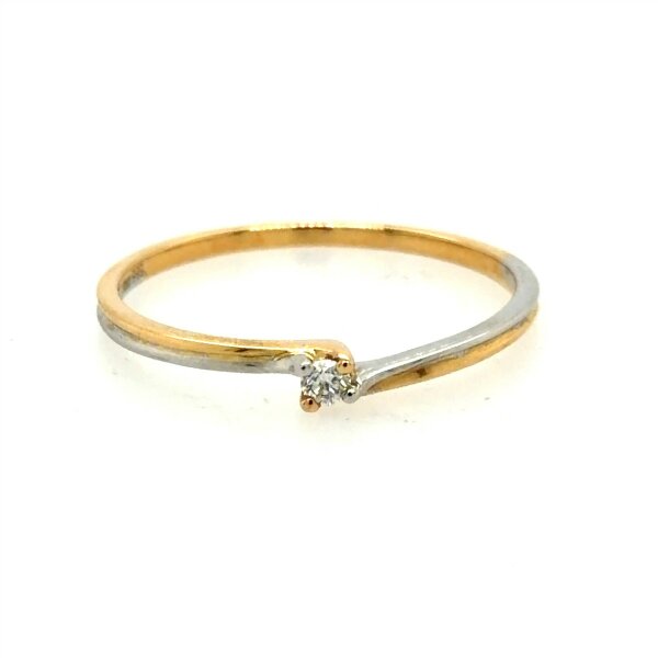 Ring 14 Karat Gelb / Weissgold Brillant 0,04ct W/Si