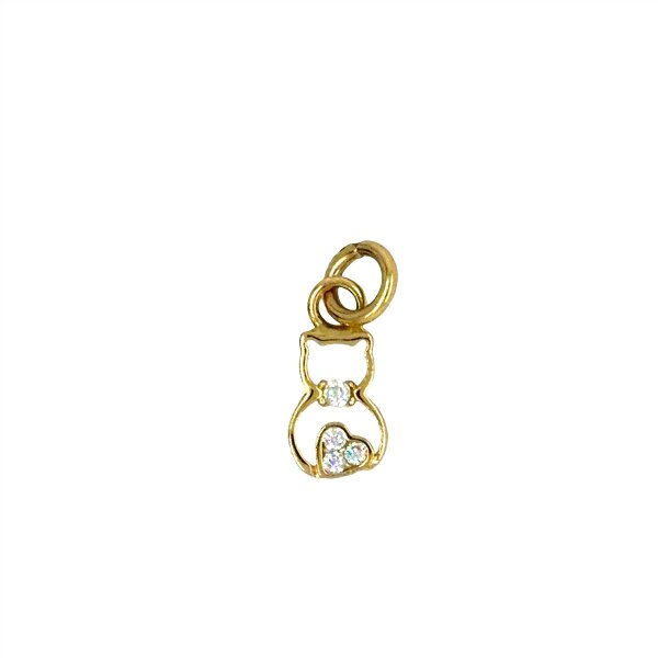 Anh&auml;nger 14 Karat Gelbgold Katze Zirkonia
