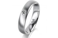 Ring 14 Karat Weissgold 4.5 mm l&auml;ngsmatt 1 Brillant...