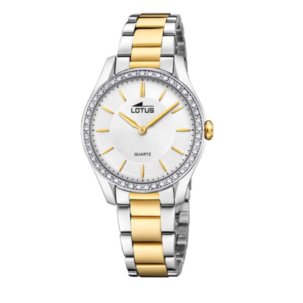 Lotus Armbanduhr Edelstahl Bicolor mit Zirkonia